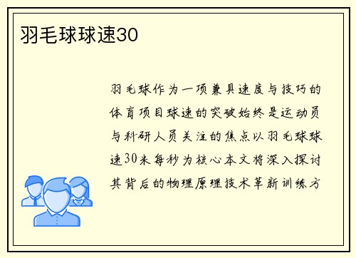 羽毛球球速30